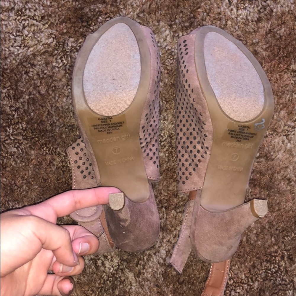 Fairly worn bootie heels